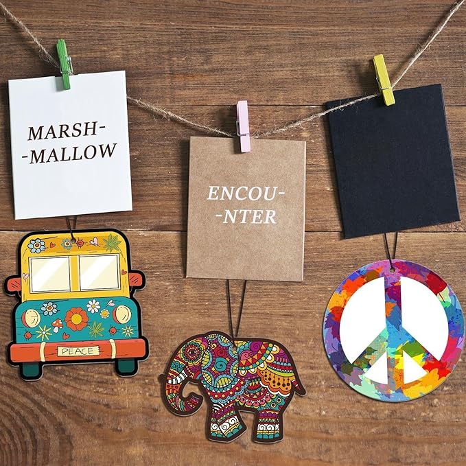 12 Pcs Scented Hippie Car Accessories - Cute Car Fresheners for Women & Men - Hanging Freshener for Interior Decoration