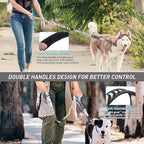 Hotsky Tactical Dog Leash Heavy Duty for Medium Large Dogs that Pull,4-6Ft Strong Bungee Shock Absorbing No Pull Dog Leash with Padded Double Handle and Car Seatbelt,Daisy