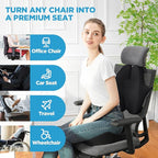 BEAUTRIP Seat Cushion & Lumbar Support Pillow for Office Chair, Car & Wheelchair - Ergonomic Coccyx Cushion for Tailbone, Sciatica & Back Pain Relief - Extra-Dense Charcoal Memory Foam Chair Cushions
