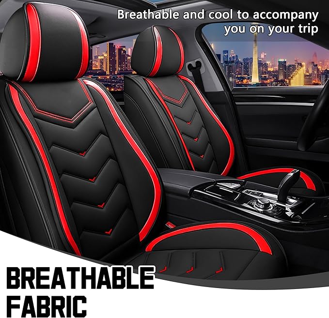 CTDS Car Seat Covers for Toyota RAV4 2000-2026, Stylish Sport Seat Cover, Premium Nappa Leather Car Seat Cover. Automobile Seat Covers Sets.(Standard 2 Seats/Black Red)