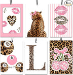 6PCS Leopard Initial L Car Air Freshener,Personalized Letter Car Accessories,Initial Gifts for Women and Men New Driver Auto Decor Rearview Mirror Hanging,Aromatherapy for Cars Interior or Locker
