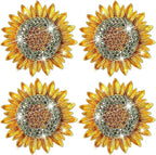 4Pcs Bling Sunflower Air Vent Clips, Golden Car Air Fresheners Diffuser, Diamond Decoration Rhinestone Interior Decor Cute Accessories