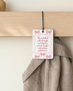 Coquette Pink Bow Christian Car Air Freshener 4 Pcs Coconut Scented, Girly Religious Car Accessories Mirror Decor for Women, Cute Scripture Hanging Air Freshener for Cars Closet Drawer Books