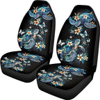 Car Seat Cover Set of 2 Car Seat Covers,Breathable Soft Bucket Seats High Back Seats Protector Cushion Universal Fit Most Vehicle Interior Set(Blue Sea Turtle with Fresh Flowers 51)