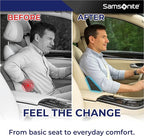 Samsonite Ergonomic Lumbar Support Pillow for Office Chair and Car Seat - Memory Foam Back Support Lumbar Pillow Premium Cushion Chair Support for Lower Back Pain Relief and Versatile Use (Slate Grey)