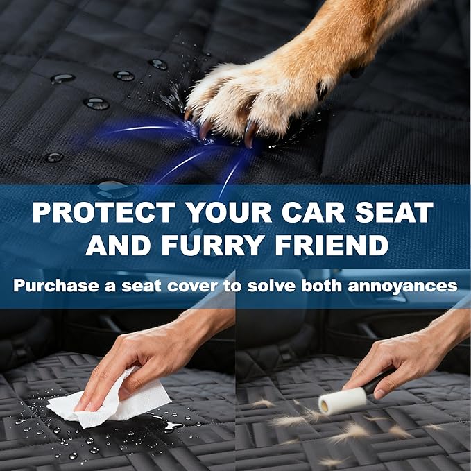 Dog Car Seat for Large Medium Dogs – Back Seat Extender for Dogs, Waterproof Medium Dog Carseat with Hard Bottom& Pet Seat Cover for Back Seat | Fits Sedans, SUVs, Trucks (Black)