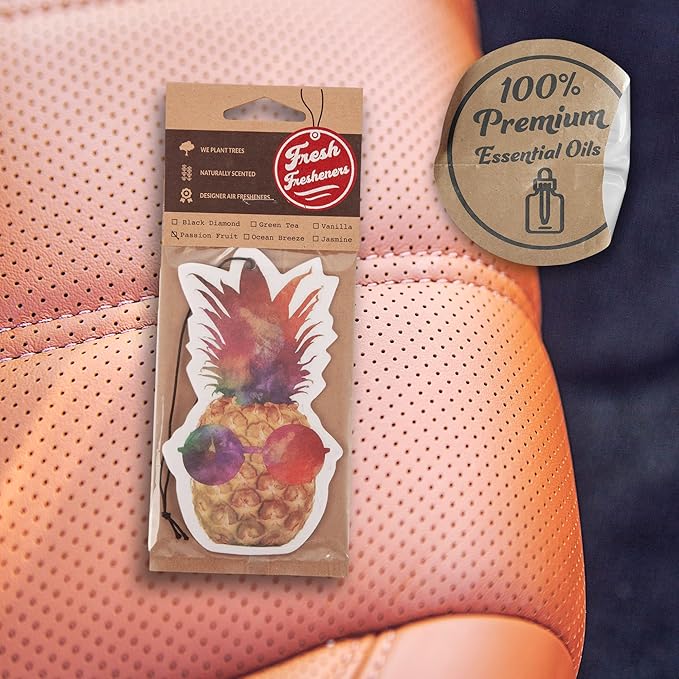 Fresh Fresheners Cute Funny and Aesthetic Car Air Fresheners 4-pack Scented With Premium Oils (Pineapple)
