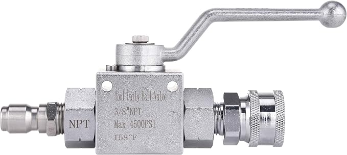Tool Daily High Pressure Washer Ball Valve Kit, 3/8 Inch Quick Connect for Power Washer Hose, 4500 PSI