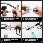 Foam Cannon for Pressure Washer Gun Kit with Dual Connector Accessory, Car Wash Foam Gun with 5 Nozzle Tips, Compatible with M22-14mm and M22-15mm Fittings