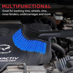 TAKAVU 17.5" Long Handle Wheel Tire Body Brush - Gentle Car Wash Brush for Safe Tire Sidewall & Wheel Cleaning - Scratch-Free Automotive Tool (Blue - Stiff Bristle)