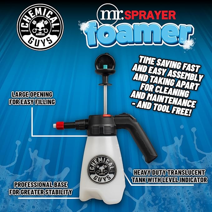Chemical Guys ACC504 Mr. Sprayer Foamer - Foaming Pump Sprayer, for Wheels and Tires, Leather, Fabric, Floor Mats, Undercarriage, Outdoor, Gardening, and More (Works with Foaming Products) 50 fl oz