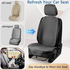 1 Pack Linen Car Seat Cover Front Seat Covers Soft & Breathable Front Premium Covers with Non-Slip Protector Universal Fits Most Automotive, Vans, SUVs, Trucks (1Pack Dark Grey)