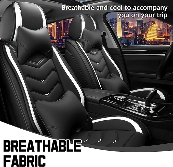 CTDS Car Seat Covers for Honda Civic 2000-2026, Stylish Sport Seat Cover, Premium Nappa Leather Car Seat Cover. Automobile Seat Covers Sets.(Luxury 2 Seats/Black White)