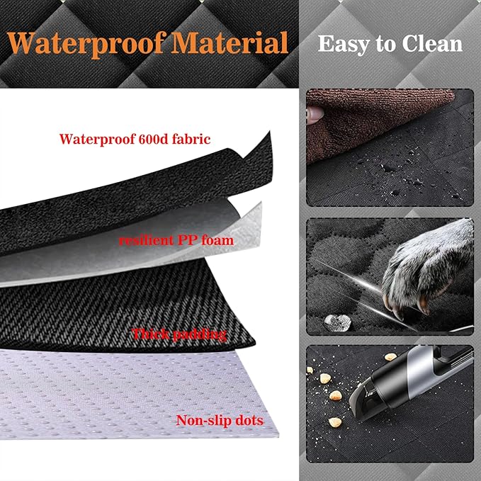 Meolsaek Dog Car Seat Cover for Back Seat, Scratch Proof Nonslip Pet Car Seat Cover, 4 Layers Waterproof Heavy Duty Back Seat Pet Cover for Dogs with Storage Bag (Bench)
