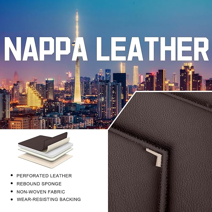 CTDS Car Seat Covers for Nissan Sentra 2000-2026, Stylish Sport Seat Cover, Premium Nappa Leather Car Seat Cover. Automobile Seat Covers Sets.(Luxury 5 Seats/Coffee Color)