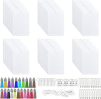 Allazone 120 PCS Sublimation Air Freshener Sheet Set 60 PCS Rectangle Car Scented Hanging Sheets Felt Air Freshener with Rope, Tassel, Wave Bead Chain for Car Home Use and Decor