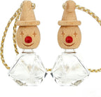 2 Pack Refillable Car Air Freshener Hanging Diffuser, Empty Glass Bottle with Wooden Cap, Drift Car Air Freshener for Essential Oils, Long Lasting Car Fresheners - Car Accessories-A-4