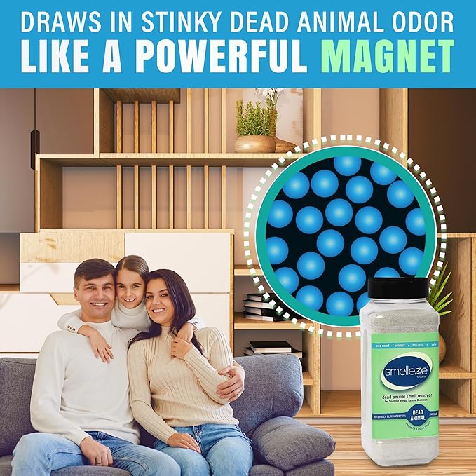 SMELLEZE Natural Dead Animal Odor Removal 2 lbs Powder: Eliminate Dead Rat, Mice, Squirrel, Chipmunk, Raccoon & Bat Smell. Safe for Indoor & Outdoor Use