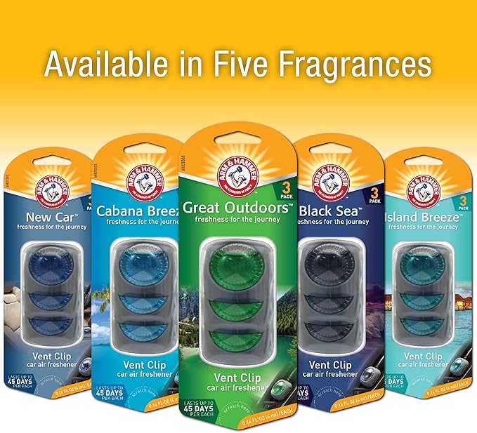 Arm & Hammer AH8203GO Great Outdoor Freshness Vent Clip for Car Air Freshener 4 Pack of 3 Piece in Each