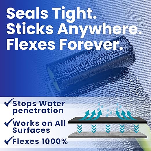 Liquid Rubber Waterproof Sealant - Rubber Paint - All Surface Leak Repair Indoor and Outdoor Flexible Roof Sealant, Water-Based, Easy to Apply, Original Black, 1 Gallon