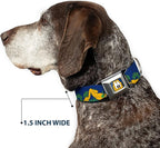 Dog Collar Seatbelt Buckle Pluto 4 Poses Landscape Blue Green 9 to 15 Inches 1.0 Inch Wide