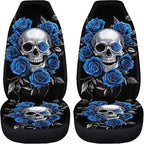 Skull Blue Rose Car Seat Covers Anti Slip Car Seat Covers Front Seats Only Easy to Install and Clean Removable Automotive Accessories Universal Fit for Most Vehicle