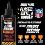 BEAM BRIGHT Plastic Trim Restorer – Dry, Non-Greasy for a True Natural Black Trim Finish for Severely Faded Car Trim & Vinyl. Long-Lasting UV Protection for Exterior & Interior Plastic – 8 oz