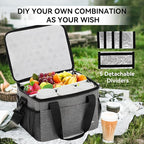 6 Cups Drink Carrier for Delivery, Reusable Cup Holder with Handle, Insulated Collapsible Drink Carrier, Adjustable Dividers, Shoulder Strap, Portable Cooler Tote Bag for Delivery, Travel, Car (Grey)