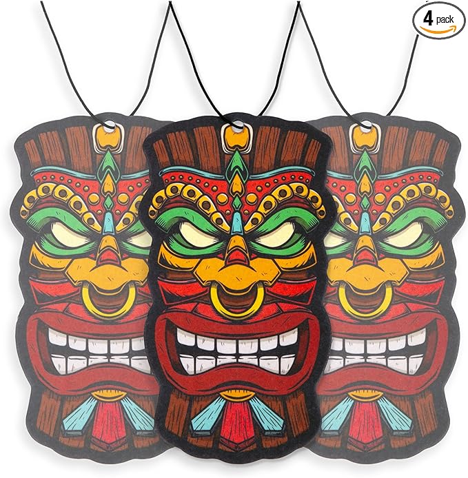 Fresh Fresheners Cute Funny Car Air Fresheners 4-pack (Tiki Head)