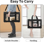 Pet Travel Carrier Soft Sided Portable Bag for Cats, Small Dogs, Kittens or Puppies, Collapsible, Durable, Airline Approved, Travel Friendly (Black Regular)