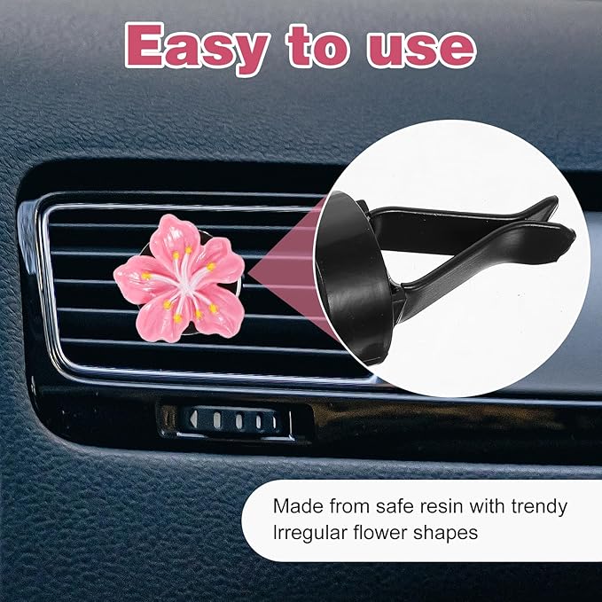 8 Pcs Flower Air Freshener Car Clips - Long Lasting Fragrance & Cute Flower Decor - Easy Car Vent Clips for Women
