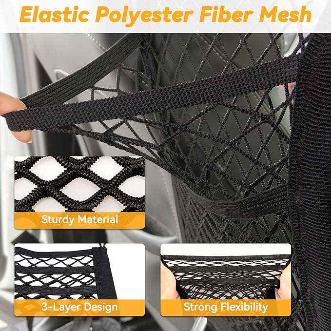 Car Dog Barrier for SUV, Pet Barrier Car Mesh Organizer for Dog & Child Drive Safety Barrier with Mesh Pockets, Storage Bag Travel Essentials Holder