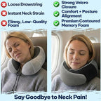 Memory Foam Travel Neck Pillow for Airplane & Neck Pain Relief – 360° Ergonomic Support – Free Eye Mask & Ear Plugs – Soft Breathable Cover – Ideal for Plane, Car, Office & Home
