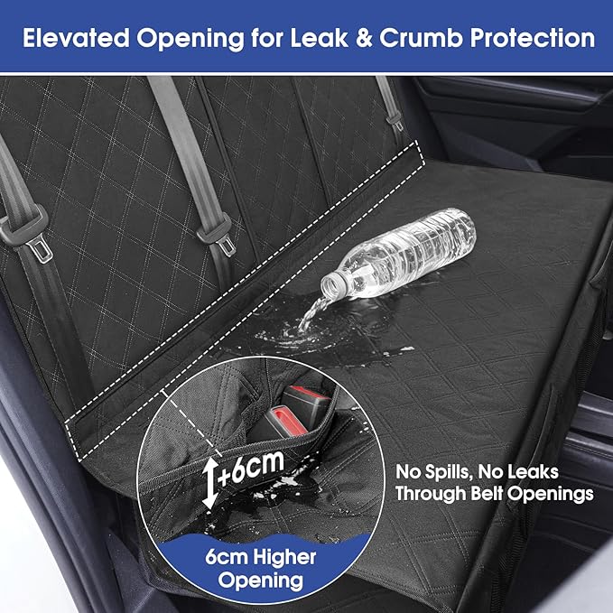 Upgraded 900D Heavy Duty Dog Back Bench Seat Cover, Car Seat Protector, Fits Full Size Trucks, 3 Seatbelts & Armrest Compatible, Waterproof Nonslip Pet Backseat Cover for Dogs & Kids