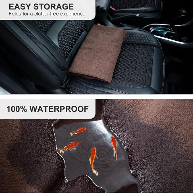 Waterproof Sweating Car Seat Cover for Post Gym Workout, Running, Swimming, Beach and Hiking, Universal Fit Non-Slip Bucket Seat Protector for Cars SUV Trucks, Machine Washable (Brown)