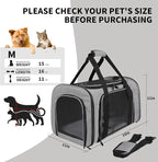 Carriers Soft-Sided Pet Carrier for Medium Large Cats Dogs 15lbs 20lbs,Ventilated Design,Portable Carry Handle,Collapsible Carrier for Kitten Puppy(X-Large,Grey&Black)