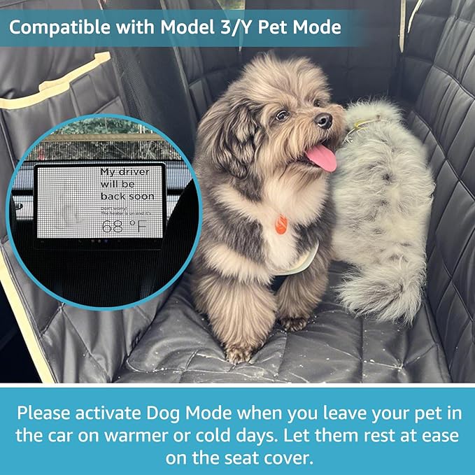 Lassie Dog Hammock for Car, Compatible with 2020-2026 Tesla Model Y Dog Seat Covers,Dog Car Seat Cover for Back Seat with 4 Headrests and 2 Seat Belts, 100% Waterproof Pet Seat Protector for Dogs