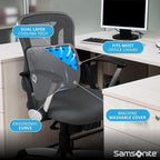 Samsonite Memory Foam Lumbar Support Pillow for Office Chair, Gaming Chair, or Car-Ergonomic Back Cushion-Home Essentials for Sitting Comfort and Posture Relief Back Support with Cooling Gel, Grey