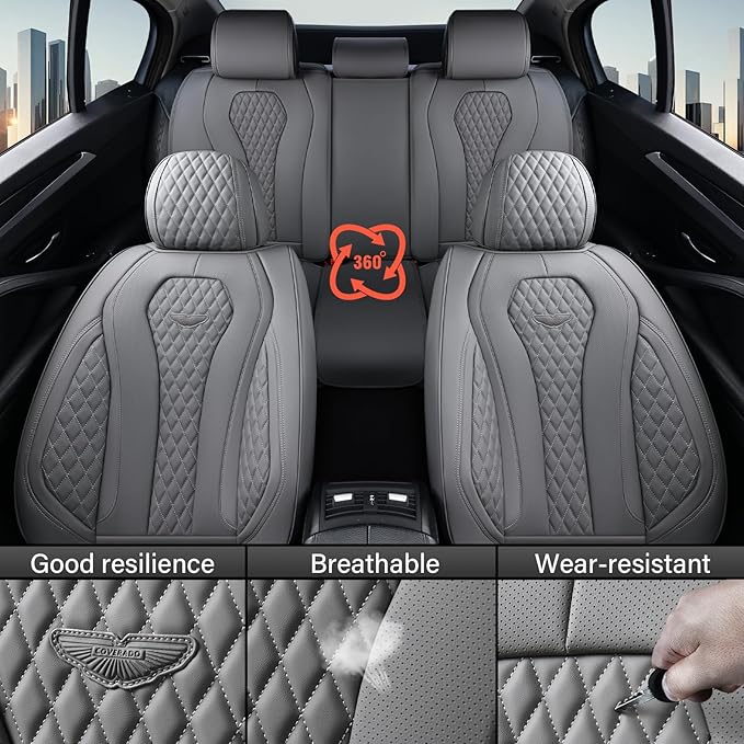 Coverado Automotive Seat Covers, Car Seat Covers 2 Seats, Gray Car Seat Cover, Driver Seat Covers, Front Car Seat Covers Car Seat Protector Universal Fit Most Cars