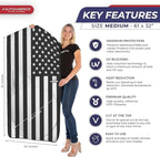 Autoamerics 1-Piece Windshield Sun Shade B&W American Flag USA Patriotic Design - Foldable Car Front Window Sunshade for Most Sedans SUV Truck - Blocks Max UV Rays and Keeps Your Vehicle Cool - Medium