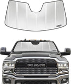 Windshield Sun Shade for Ram 2500/3500 2019-2025 with 5 Inch Wide Sensor. Reflective Aluminum Film Front Window Sunshade - BLAZBLOCK