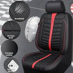 CAR PASS Leather Air Mesh Seat Covers for Cars, 3D Foam Leather Car Seat Cover Front Seats, Breathable Premium Mesh Leather Front Seat Covers, Universal Fit for Cars,Trucks,Sedan,SUV, Black Red