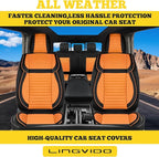 LINGVIDO Full Set Car Seat Covers, Faux Nappa Leather, Airbag Compatible and Waterproof Protectors for Sedans SUVs, Breathable Interior for Active Families, Pets, and Commuters (5 Seats, Black/Brown)