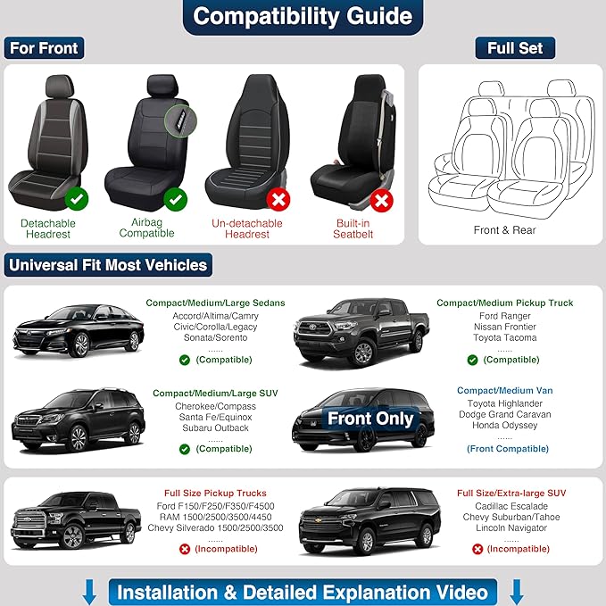 OASIS AUTO Car Seat Covers Front Seats Premium Waterproof Faux Leather Cushion Universal Accessories Fit SUV Truck Sedan Automotive Vehicle Auto Interior Protector (OS-001 Tan)
