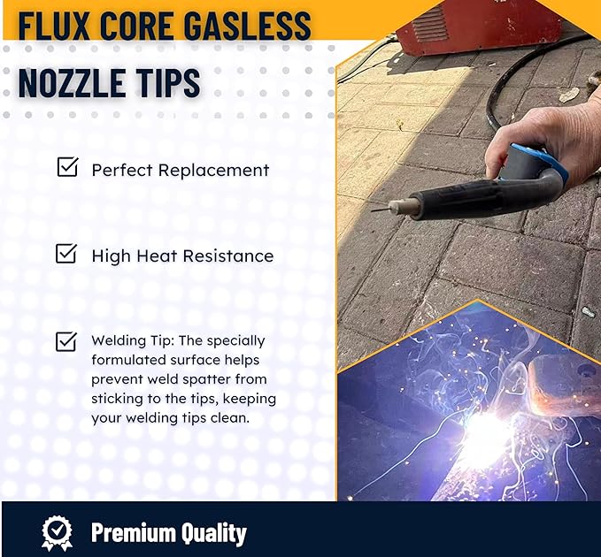 14pcs Flux Core Gasless Nozzle Welding Kit with Non-Stick Coating; Ceramic Welding Tips Replacement MIG Welder Accessories,Compatible with Lincoln,Eastwood and more (coated .035" Kit)