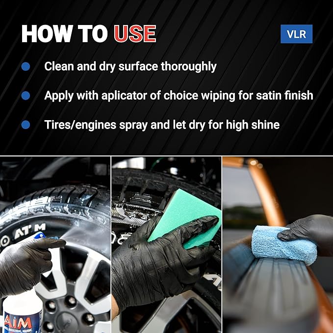 AIM Chemicals Vinyl Leather Rubber Multi-Purpose Dressing -Effective UV Protection -Leather Cleaner & Conditioner -Suitable for Interiors, Exteriors, Engines -Anti-Static -Water-Based for Cars, 1 Gal