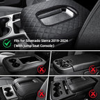 Center Console Cover Fit for Chevy Silverado 2019-2025 Jump Seat Console, Car Armrest Seat Box Cover (ONLY for Split Bench Jump Seat Console)