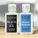 1 OZ Premium Car Diffuser Refill Oil – 2 Pack Long Lasting Fragrance Oil for Car, Home & Office | Compatible with Most Diffusers | Fresh, Pleasant Scent for Every Space (Black Ice + Ocean Breeze)