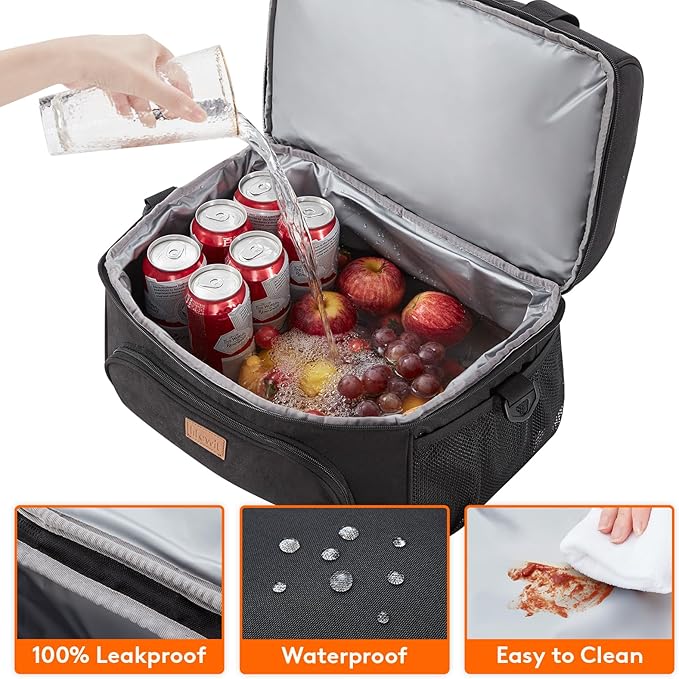 Lifewit Insulated Cooler Bag, 32/48 Can Large Leakproof Beach Cooler, Lightweight Portable Double Layer Soft-Sided Travel Ice Chest for Camping, Kayaking, Road Trips, Grocery Shopping