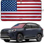 Windshield Sun Shade - American Flag Design, High-Resolution Sun Visor for Car, Truck, SUV with Mirror Cut-Out for Interior Sun Protection, Foldable Car Sun Shade (Original, Medium)